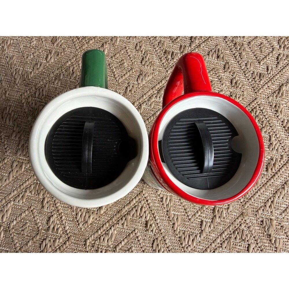 Vintage 3D Ceramic Santa Claus Coffee Mug Believe in Santa Christmas Cup. Set 2 - Picture 6 of 8